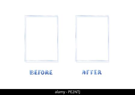 Before and After screen. Comparison blue banner with empty space ...