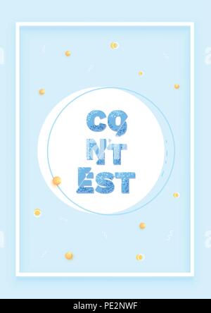 Contest lettering. Vertical banner with text with sliced effect. Template for graphic design and social media. Vector illustration. Stock Vector