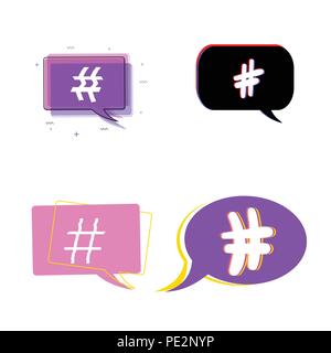 Set of Hashtag signs with bubble speeches. Elements for graphic design - blog, social media, banner, poster, flyer, card. Vector illustration. Stock Vector