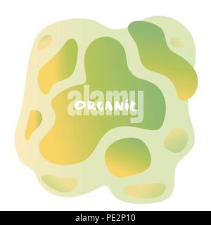 Organic banner with text and fluid abstract shapes. Handwritten lettering with liquid background. Element for graphic design - emblem, poster, flyer,  Stock Vector