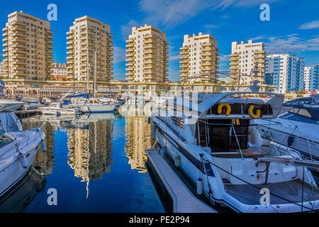 Blocks Of Flats Viewed From The Marina, Gibraltar Stock Photo