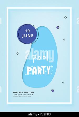 Vertical Pool Party banner.  Template for holiday summer flyer design. Vector illustration. Stock Vector