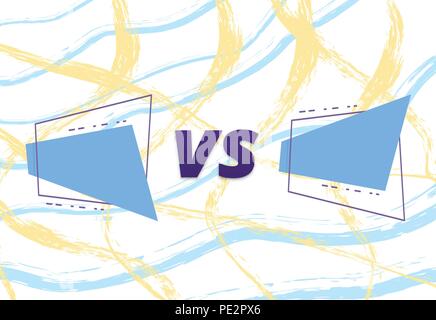 VS card with brush lines background.  Versus screen template. Vector illustration. Stock Vector