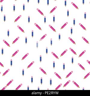 Vector illustration. Seamless pattern of colored pencils randomly Stock Vector