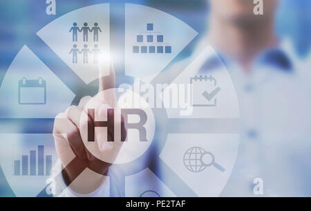 HR, human resources concept diagram on touch screen Stock Photo