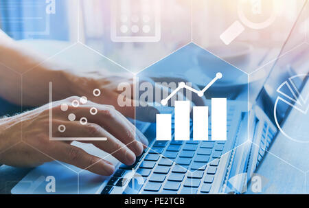business analytics intelligence concept with digital data  diagrams and charts, finance, financial dashboard of company Stock Photo