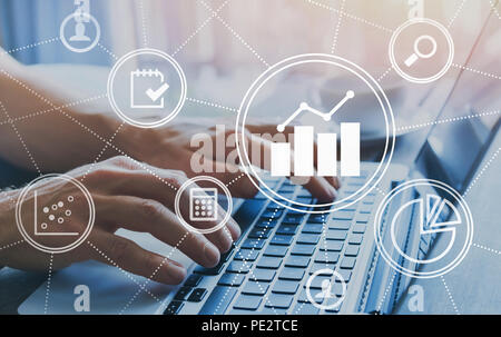 business analytics concept with digital data  diagrams and charts, finance, financial dashboard of company Stock Photo