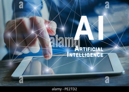 artificial intelligence concept with neural network connections, AI Stock Photo