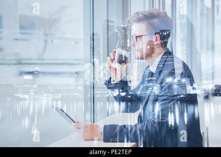 business opportunity concept, double exposure background Stock Photo