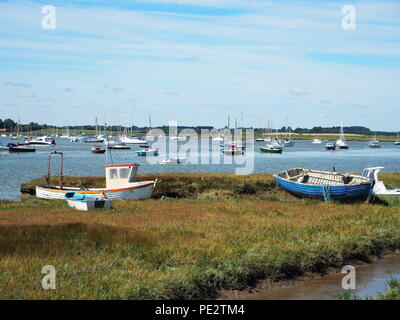 Fishing boats on the pebble beach at Aldeburgh, Suffolk Stock Photo