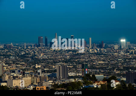 Panoramic view of downtown Los Angeles as seen from Mulholland Drive Stock Photo