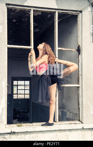 Side full length portrait of ballerina,istanbul Stock Photo