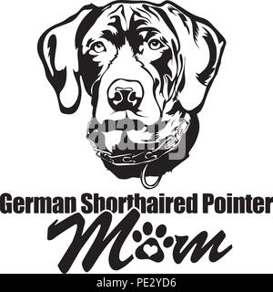 German Pointer Breed Pet Puppy Isolated Head Face Stock Vector