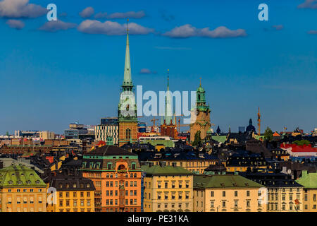 Stockholm, Sweden - August 11, 2017: Traditional gothic buildings in the old town, Gamla Stan in Stockholm, Sweden Stock Photo