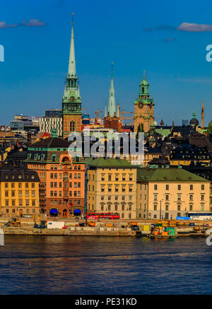 Stockholm, Sweden - August 11, 2017: Traditional gothic buildings in the old town, Gamla Stan in Stockholm, Sweden Stock Photo