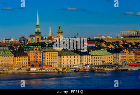 Stockholm, Sweden - August 11, 2017: Traditional gothic buildings in the old town, Gamla Stan in Stockholm, Sweden Stock Photo