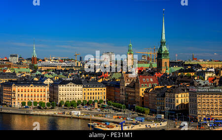 Stockholm, Sweden - August 11, 2017: Traditional gothic buildings in the old town, Gamla Stan Stock Photo