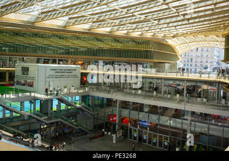 Paris France, 14 July 2018: Le forum des Halles a modern shopping mall in central Paris France Stock Photo