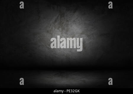 Black, dark and gray abstract  cement wall and studio room gradient background, can be used to present product Stock Photo