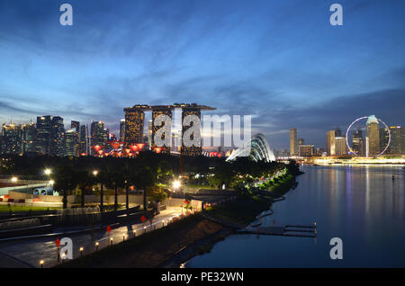 Modern buildings of Singapore skyline landscape in business district Stock Photo