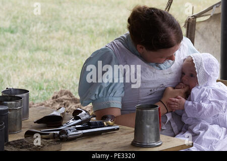 Ma Baker and baby with her hand guns Stock Photo