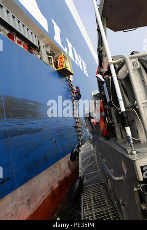 Lpd Rhib A Marine climbs a Jacob's ladder from an 11-meter RHIB to the flight ...