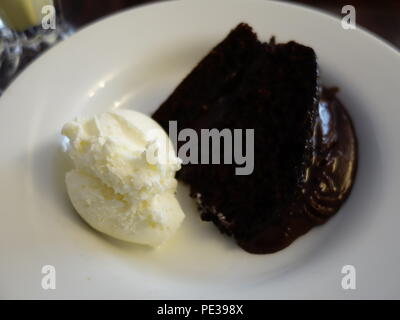 chocolate cake with ice cream Stock Photo