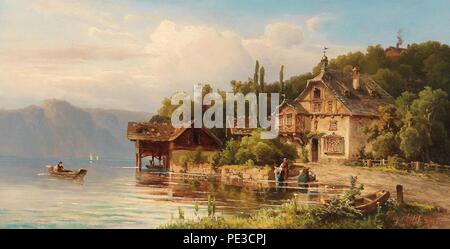 8 Anton Hugo Ullik Washerwomen On The Lake Shore Stock Photo