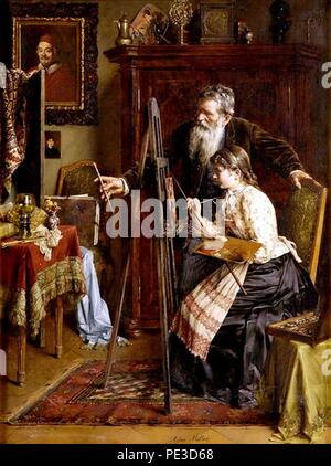Anton Müller - Die Malstunde. Stock Photo