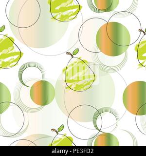 seamless pattern with pear fruits and abstract circles vector Stock Vector
