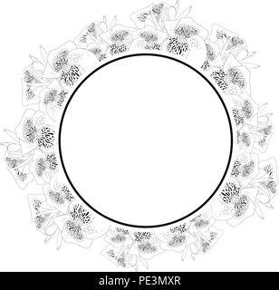 Canna indica - Canna lily, Indian Shot Outline Banner Wreath. Vector Illustration. Stock Vector