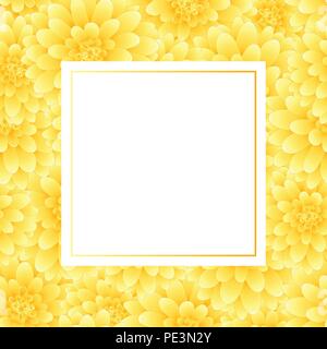 Yellow Dahlia Banner Card. Mexico's national flower. Vector Illustration. Stock Vector