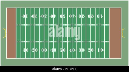 Illustration of an American football field - View from above Stock Vector