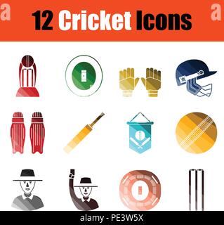 Set of cricket icons. Gradient color design. Vector illustration. Stock Vector