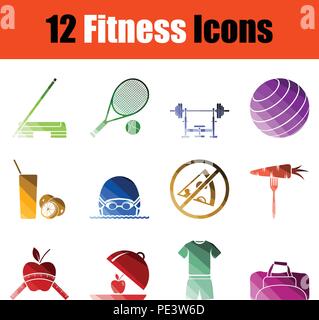 Set of Fitness icons. Gradient color design. Vector illustration. Stock Vector