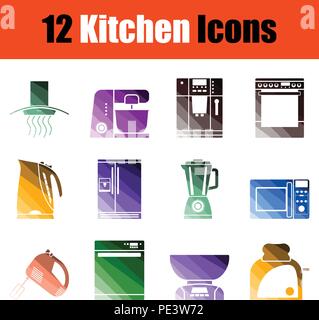 Set of kitchen icons. Gradient color design. Vector illustration. Stock Vector