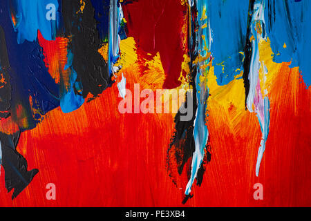 Abstract art background. Oil painting on canvas. Multicolored bright texture. Fragment of artwork. Brushstrokes of paint. Modern art. Stock Photo