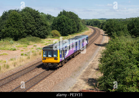 An  Arriva Northern Rail class 142 pacer train at Old Denaby (east of Mexborough, South Yorkshire) Stock Photo