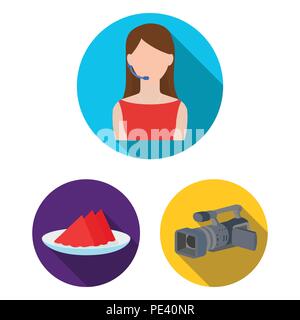 Event Organisation flat icons in set collection for design.Celebration and Attributes vector symbol stock  illustration. Stock Vector