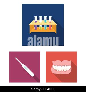 Medicine and treatment flat icons in set collection for design. Medicine and equipment vector symbol stock illustration. Stock Vector