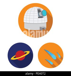 Space technology flat icons in set collection for design.Spacecraft and equipment vector symbol stock  illustration. Stock Vector