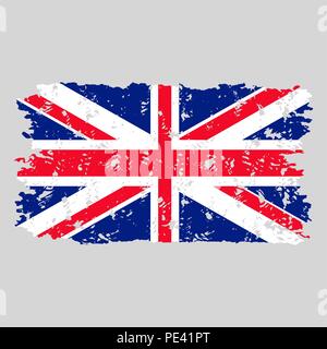 United kingdom flag grunge texture stamp. Vector uk britain, print texture scratched illustration Stock Vector