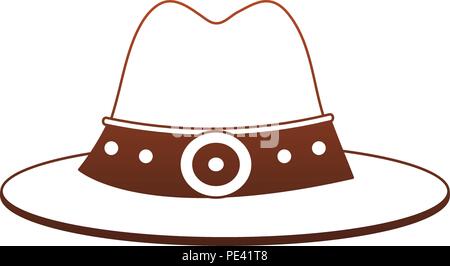 Cowboy hat symbol red lines Stock Vector