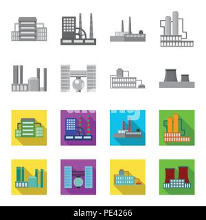 Industry, production.Factory set collection icons in monochrome,flat style vector symbol stock illustration . Stock Vector