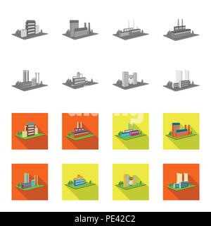 Processing factory,metallurgical plant. Factory and industry set collection icons in monochrome,flat style isometric vector symbol stock illustration  Stock Vector