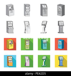 Medical terminal, ATM for payment,apparatus for queue. Terminals set collection icons in monochrome,flat style isometric vector symbol stock illustrat Stock Vector
