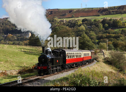 Coal Tank 1054 heads upto Oakworth on 10.10.14 Stock Photo