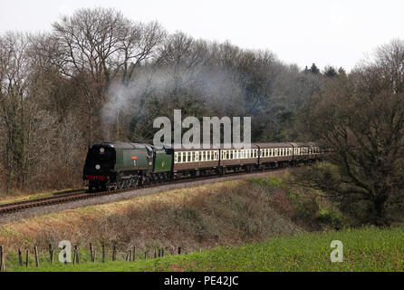 34007 Nr Crowcombe on the West Somerset railway 30.3.14 Stock Photo