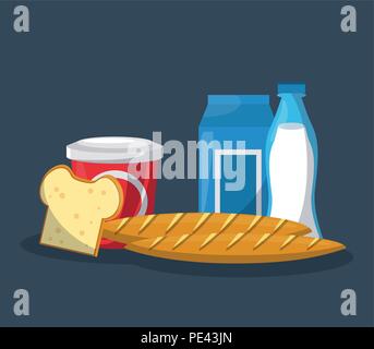 Set of dairy products Stock Vector