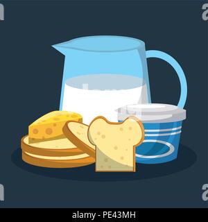 Set of dairy products Stock Vector